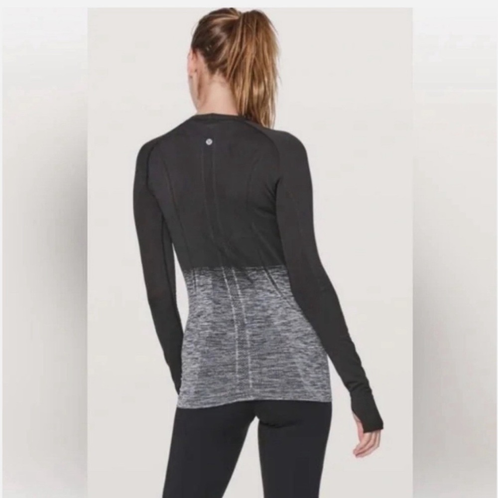 Lululemon Swiftly Tech Long Sleeve Shirt Two Tone Black/Gray Ombré Size 8 - Picture 2 of 6